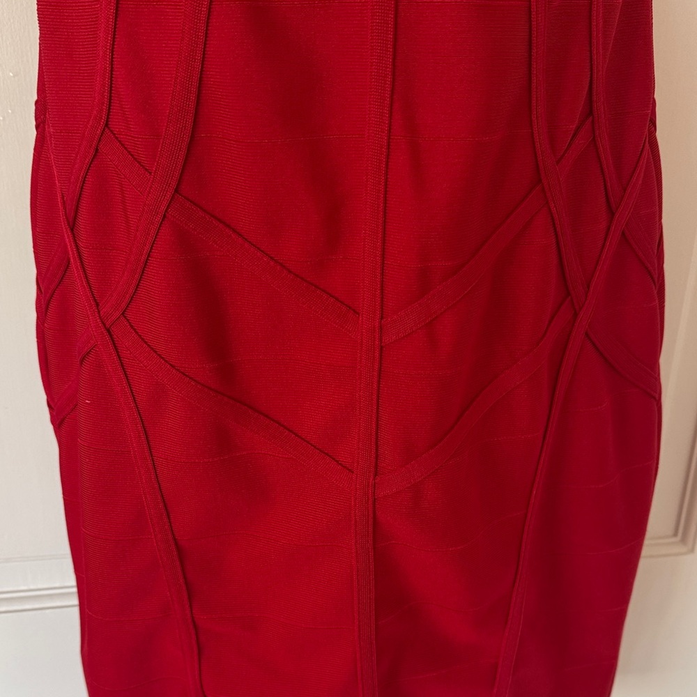Haute Monde Ruby Red Bodycon Mini Dress Sweetheart Neckline – Size M - Picture 4 of 7